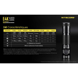 Lampe Torche Nitecore E4K Caractéristiques