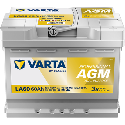 Batterie à décharge lente VARTA Professional - AGM LA70 12V 60Ah 680A