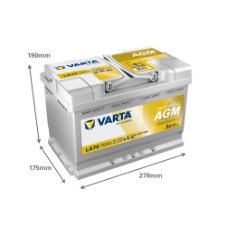 Batterie à décharge lente VARTA Professional - AGM LA70 12V 70Ah 760A Dimensions