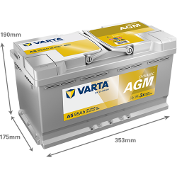 Batterie Auto Varta A5 AGM / xEV 12V 95Ah L5 Start and stop Dimensions