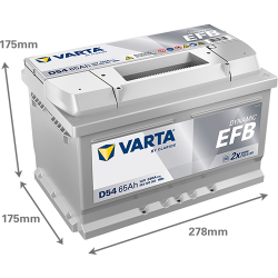 Batterie Auto VARTA D54 Dynamic EFB Start and stop 12V 65ah 650A Dimensions