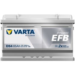 Batterie Auto VARTA D54 Dynamic EFB Start and stop 12V 65ah 650A Front