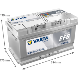 Batterie Auto VARTA BLUE Dynamic EFB E46 12V 75Ah 730Amp Dimensions