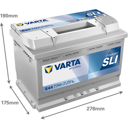 Batterie Auto VARTA Dynamic SLI E44 12V 77Ah 780A 577400078 Dimensions