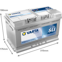 Batterie Auto VARTA Dynamic SLI F19 12V 85Ah 800A 585400080 Dimensions
