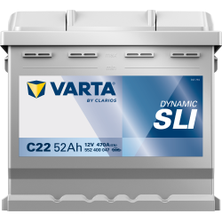 Batterie Auto VARTA Dynamic SLI C22 12V 52Ah 470A 552400047 Front