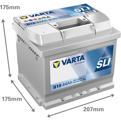 Batterie Auto VARTA Dynamic SLI B18 12V 44Ah 440A 544402044 Dimensions