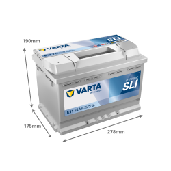 Batterie Auto VARTA Dynamic SLI E11 12V 74Ah 680A 574012068 Dimensions