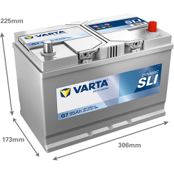 Batterie Auto VARTA Dynamic SLI G7 12V 95Ah 830A 595404083 Dimensions