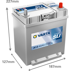 Batterie Auto VARTA Dynamic SLI A13 12V 40Ah 330A 540125033 Dimensions