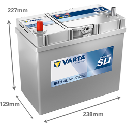 Batterie Auto VARTA Dynamic SLI B31 12V 45Ah 330A 545157033 Dimensions
