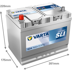 Batterie Auto VARTA Dynamic SLI E24 12V 70Ah 630A 570413063 Dimensions