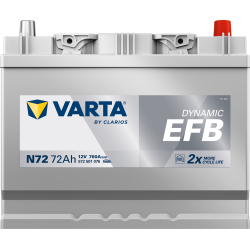 Batterie Auto VARTA Dynamic EFB N72 12V 72Ah 760A 572501076 Front