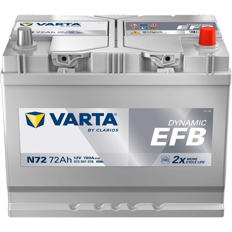 Batterie Auto VARTA Dynamic EFB N72 12V 72Ah 760A 572501076